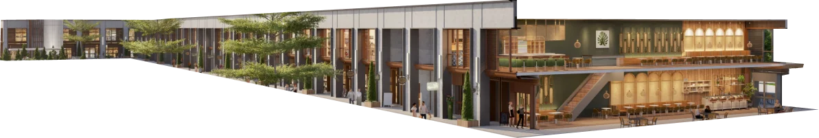 Phối cảnh mặt cắt tầng thương mại khối đế Masteri Sky Quarter