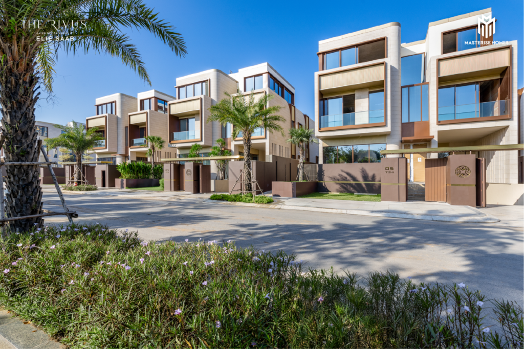 Close-up of some villas of the SAVA zone with completed façade works & Asphalt works.